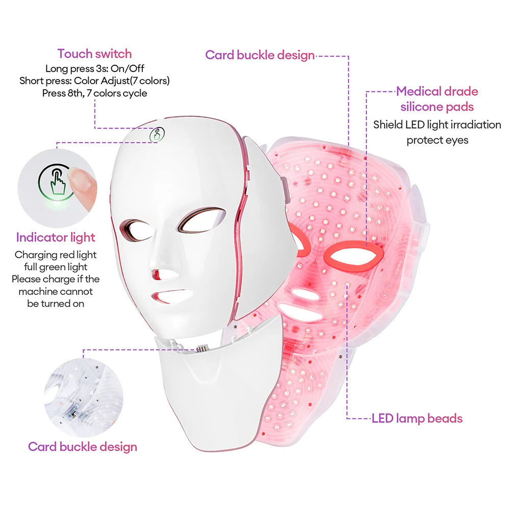 7 Color LED Light Therapy Face & Neck Mask - My Store